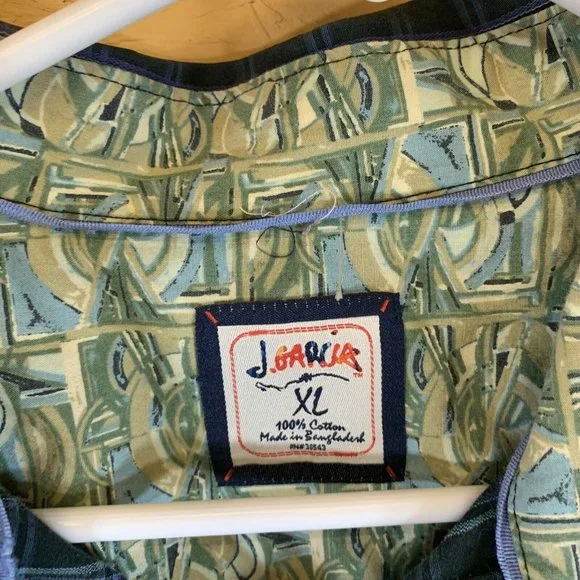 J Garcia Mens Long Sleeve Flip Cuff Cotton Multicolor Button Up Shirt SZ Large - Picture 2 of 5